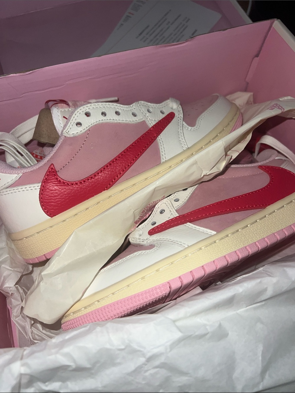 Travis Scott Nike Low Top Sneakers in Pink & Red